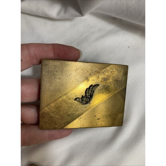 Lot 2 Vintage Volupte Compact For Pressed Powder W/ Mirror Brass 1950s Roses - Picture 7 of 12